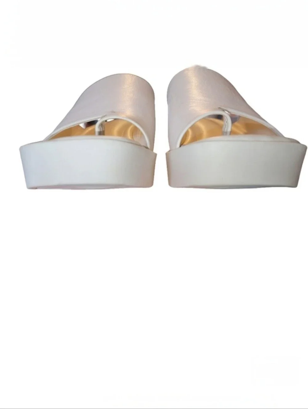 Franco Sarto Cessa White Leather Platform Toe Loop Slide Sandals Size 9.5